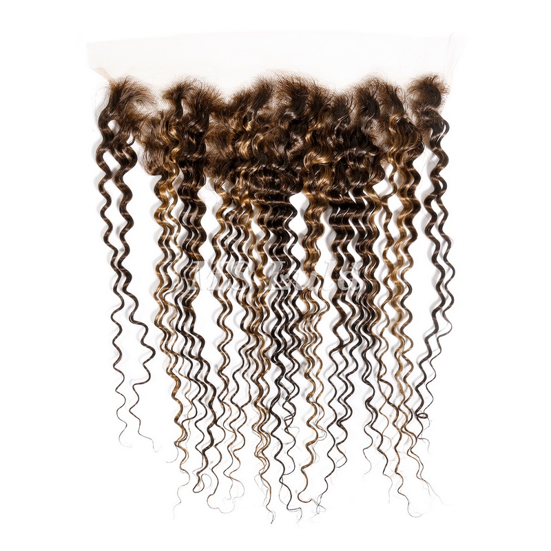 Deep Wave #4/27 Highlight Virgin Human Hair 4x4 13x4 Transparent Lace Closure/Frontal - 图片 8